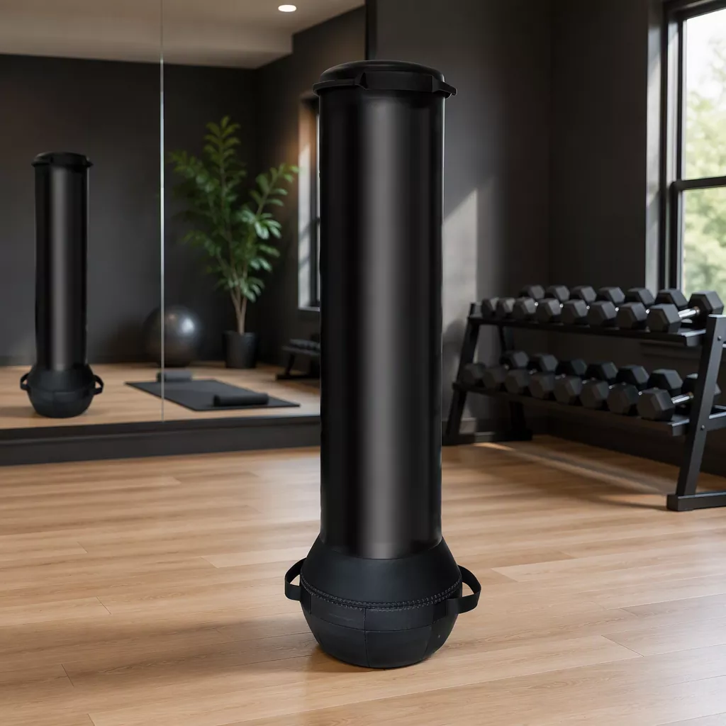Close-up of punching bag outer shell material and reinforced stitching